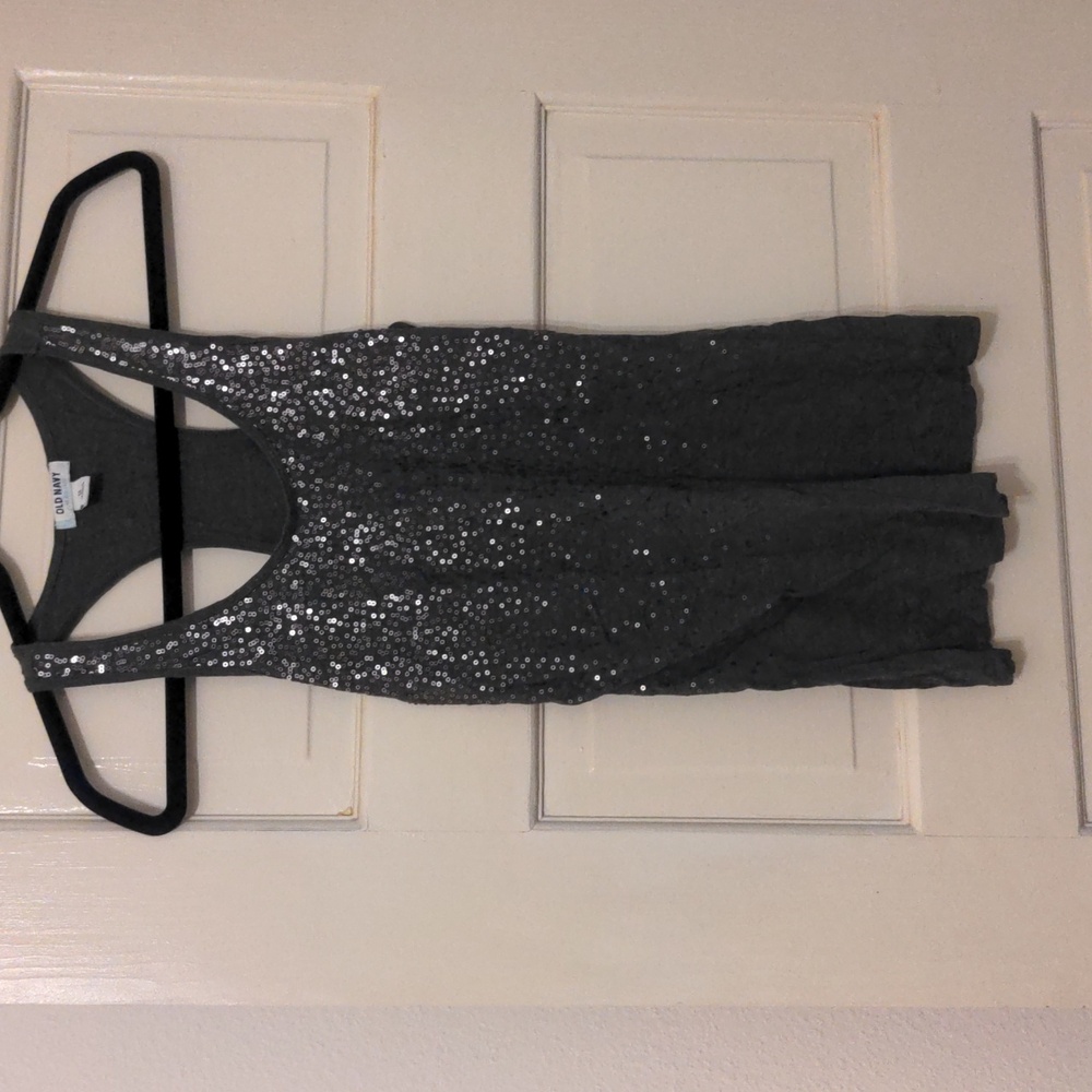 Grey sequin tank top